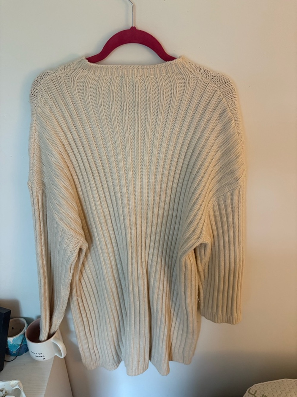Express Cream Long Sleeve Sweater Dress - Picture 4 of 6
